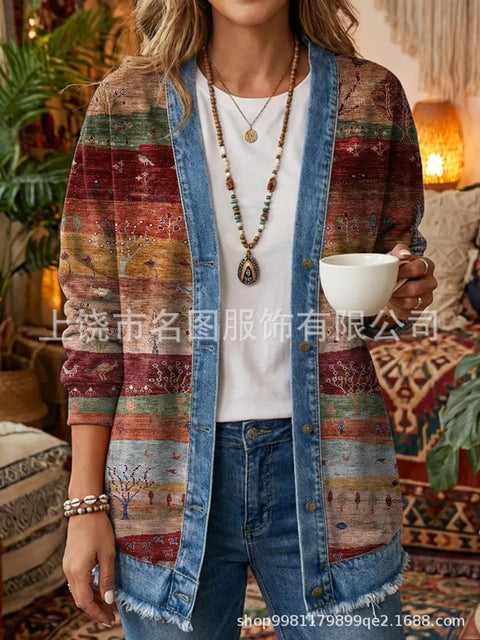 3d digital printing loose hooded sweatshirt cardigan outwear ff303279