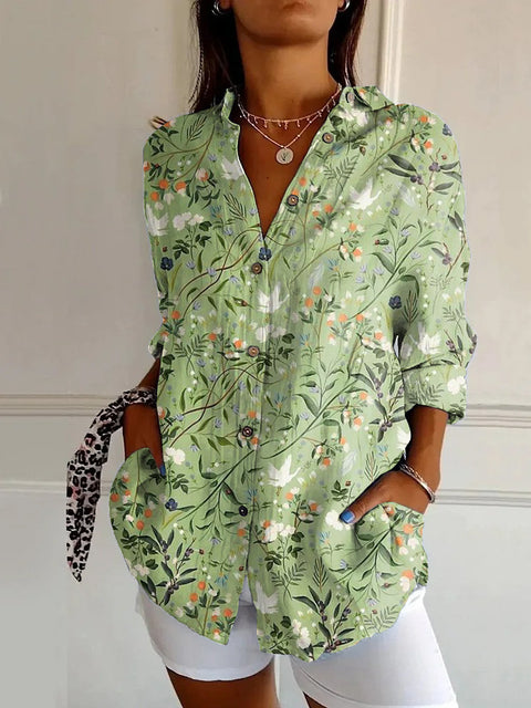 European and American trend long-sleeved shirt printing 3D shirt floral pattern m301726