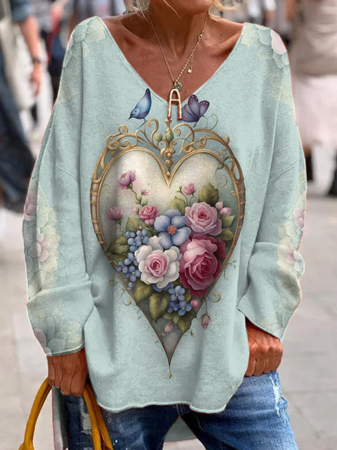 Large size split love dog 3D printing urban casual women's long T-shirt m301662