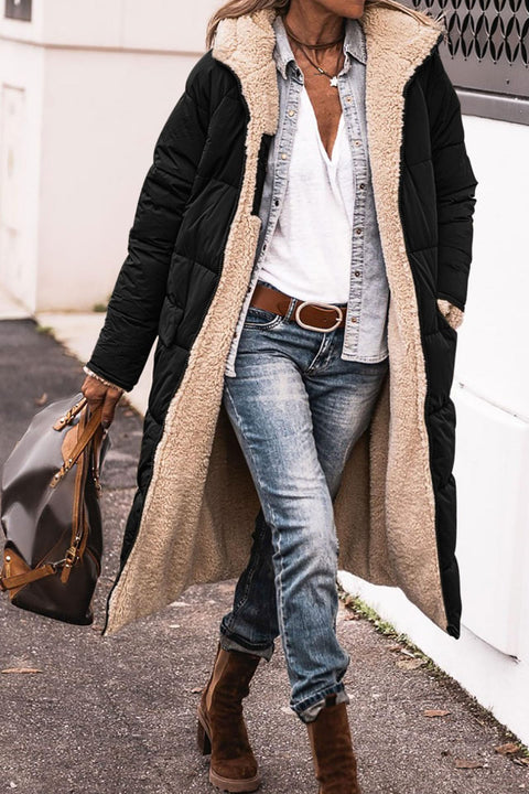Solid color hooded cotton clothes long sleeves double-sided wear slim temperament cardigan jacket top m300612