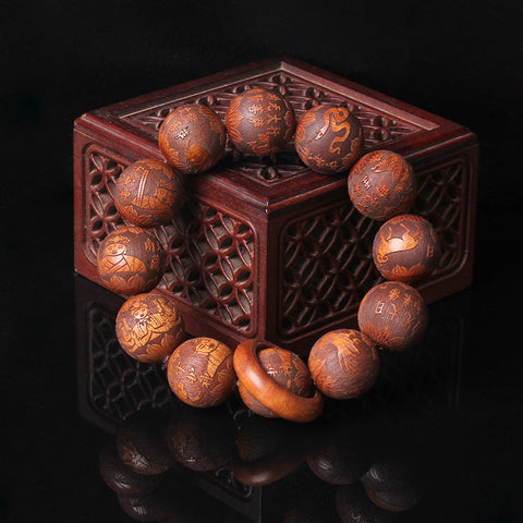 Natural Vietnamese Huanghuali 108 Buddha Beads Bracelet, Rosewood Lotus Bracelet, Wenwan Fragrant Wooden Bracelet m3331302