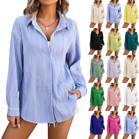 Wave texture loose fashion shirt women m300962