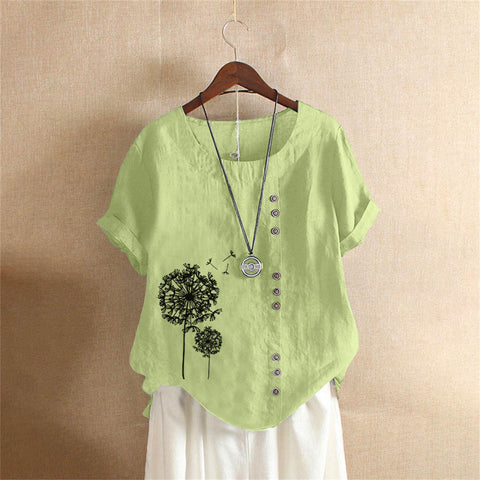 Large size casual loose cotton and linen short-sleeved pullover T-shirt cotton and linen women's clothing large size women's clothing m302737