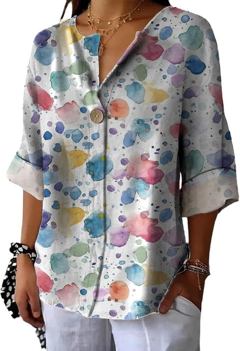 Fashion Women's Coconut Button Long Sleeve Shirt m302752
