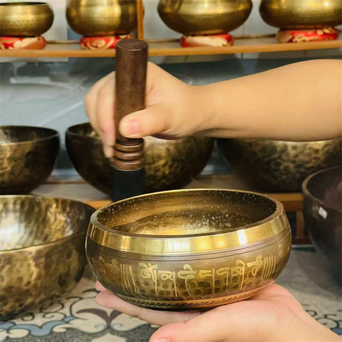 Nepalese handmade copper chime vajra pestle Buddha sound bowl meditation bowl m3331263