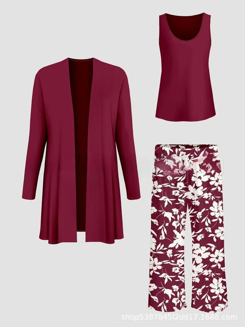 3D printed 3-piece cardigan + vest + trousers fashionable wear m302849