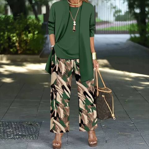 3D printed 3-piece cardigan + vest + trousers fashionable wear m302849