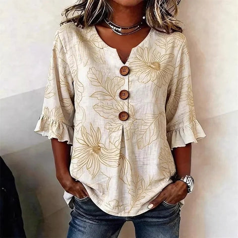 3D digital printing floral pattern women's long-sleeved buckle cardigan top m302703