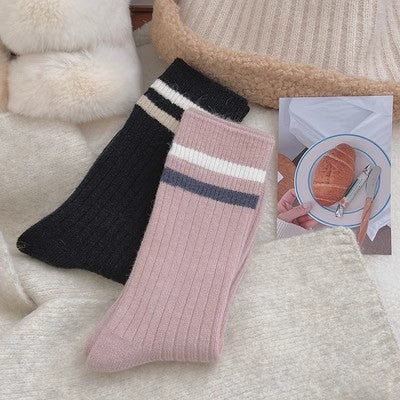 Striped plush socks, pure cotton thickened warm long socks m1915010462