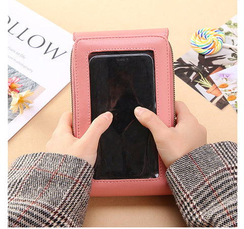 Touch-screen mobile phone bag slung over a cute little bag with mobile phone m1915010631