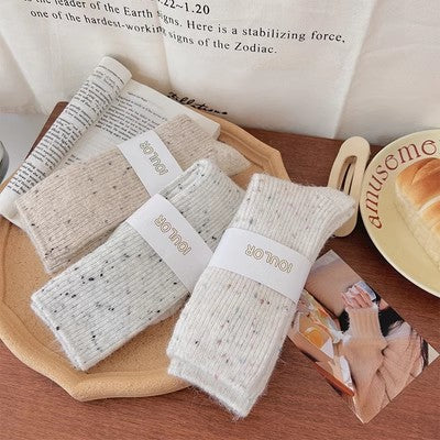 Dot yarn cashmere socks, children's mid length socks, autumn and winter thickened plush insulation, pile up wool long socks m1915010471