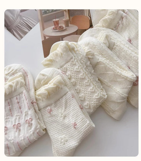 White lace socks, children's mid length socks m1915010461