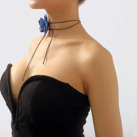 Small Fragrant Cowboy Blue Rose Necklace m1915010515