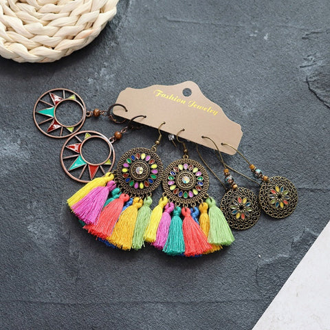 Bohemian ethnic style long earrings m1915010447