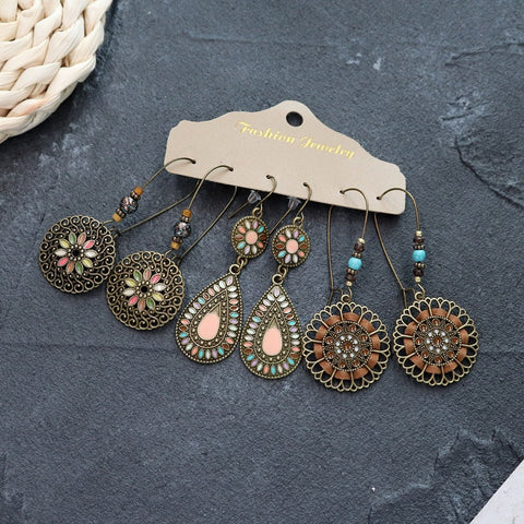 Bohemian ethnic style long earrings m1915010447