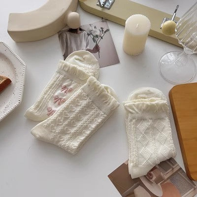 White lace socks, children's mid length socks m1915010461