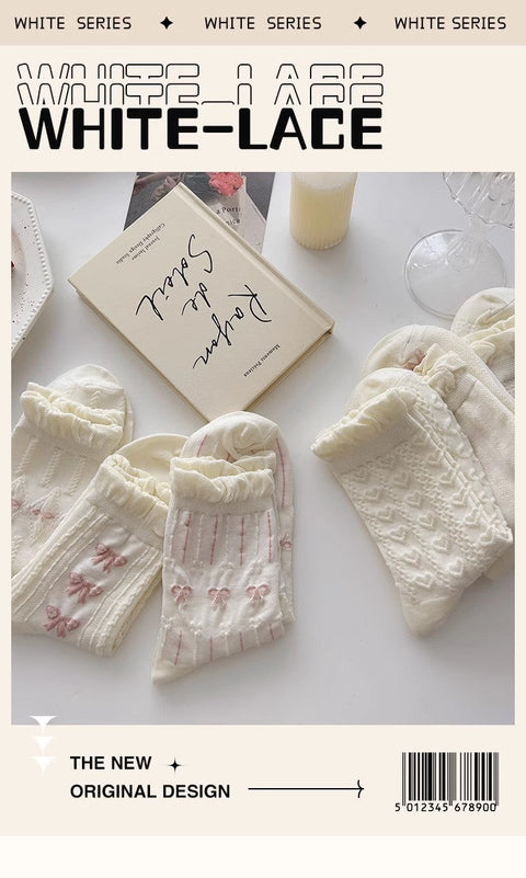 White lace socks, children's mid length socks m1915010461